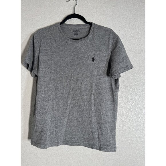 Polo Ralph Lauren Mens Gray Embroidered Pony Logo T-Shirt Size M Cotton Blend Ca - Picture 1 of 6